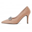 Rhinestone bow high heels