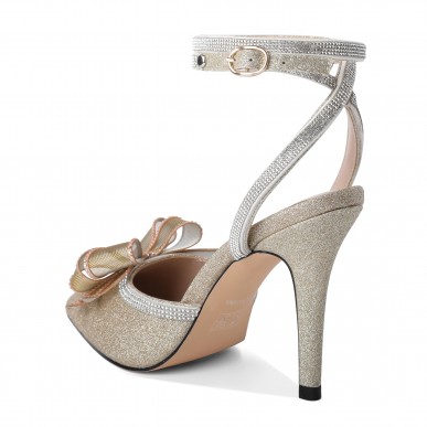 Rhinestone bow high heels