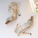 Rhinestone butterfly high heels