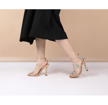 Rhinestone butterfly high heels