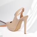 Women's Beige Platform High Heels