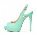 Women's open-heeled open-toed light blue high heels