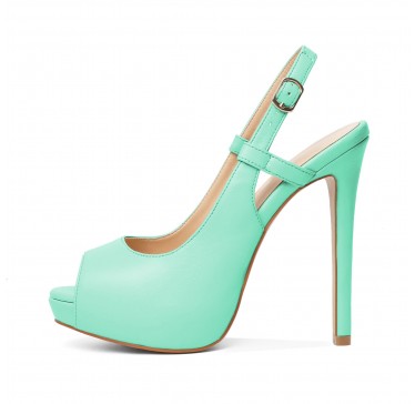 Women's open-heeled open-toed light blue high heels