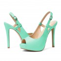 Women's open-heeled open-toed light blue high heels