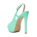 Women's open-heeled open-toed light blue high heels